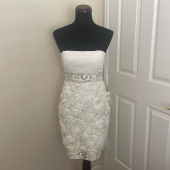 New Sue Wong White Crystal Strapless Floral white Floral Dress